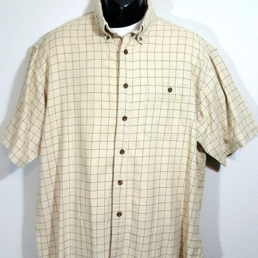 Woolrich Tan Beige Plaid Button Shirt XL